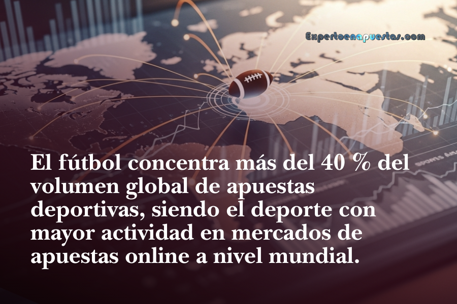 Visualización global del volumen de apuestas deportivas con el fútbol como el deporte con mayor actividad en mercados de apuestas online