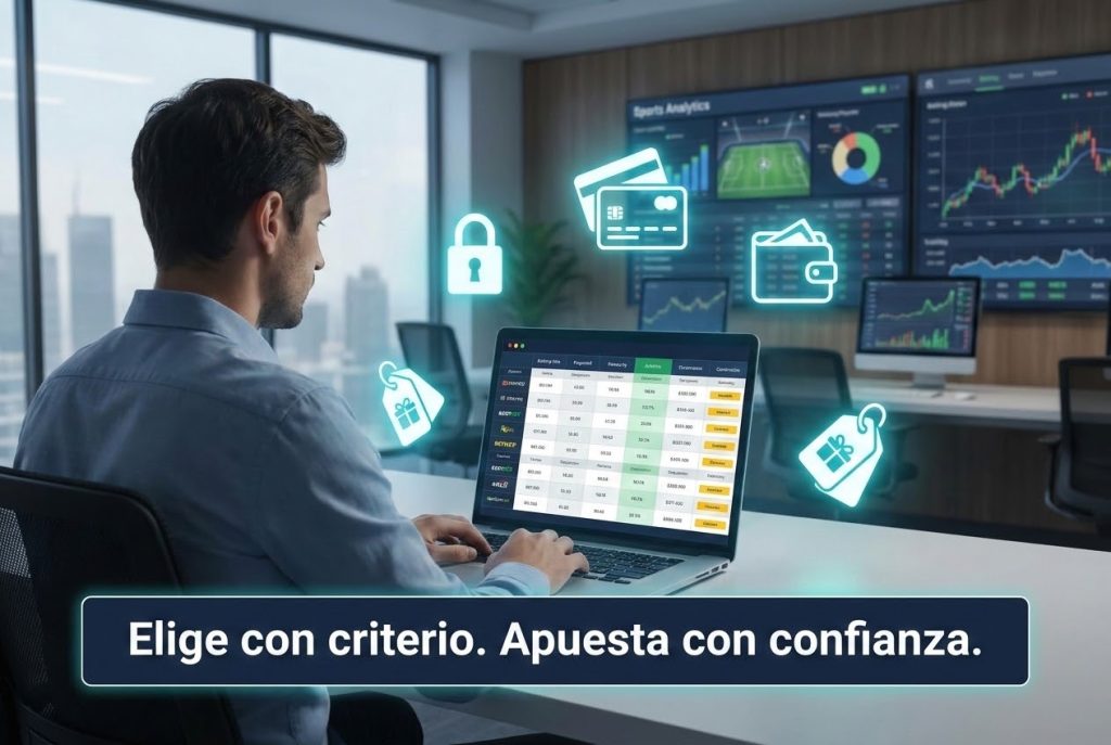 Usuario comparando casas de apuestas seguras en línea