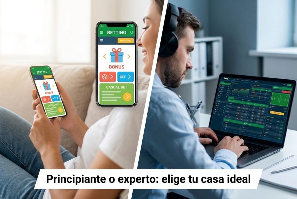Usuarios principiantes y avanzados eligiendo plataformas de apuestas