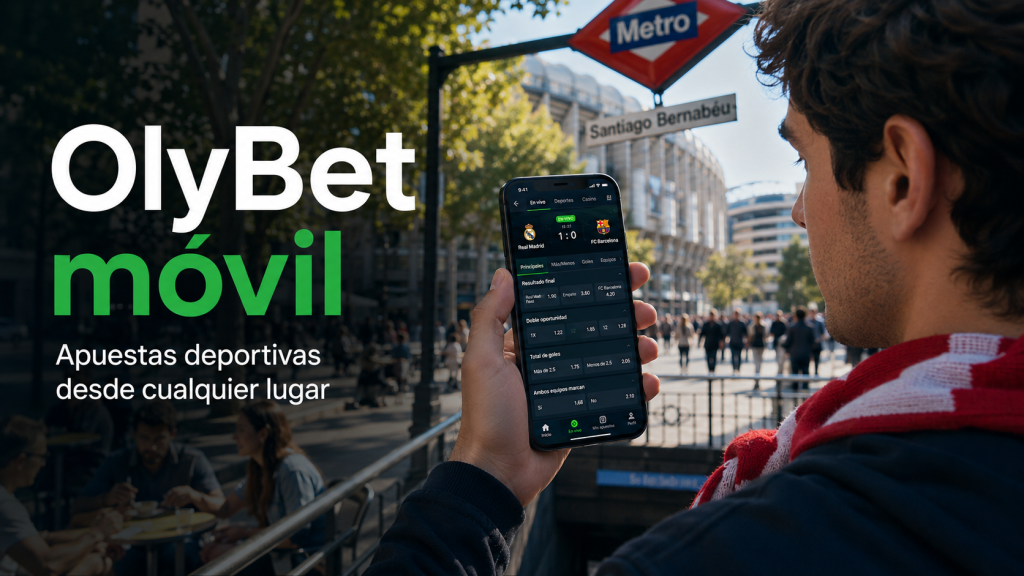 Usuario utilizando OlyBet móvil para apuestas deportivas desde España