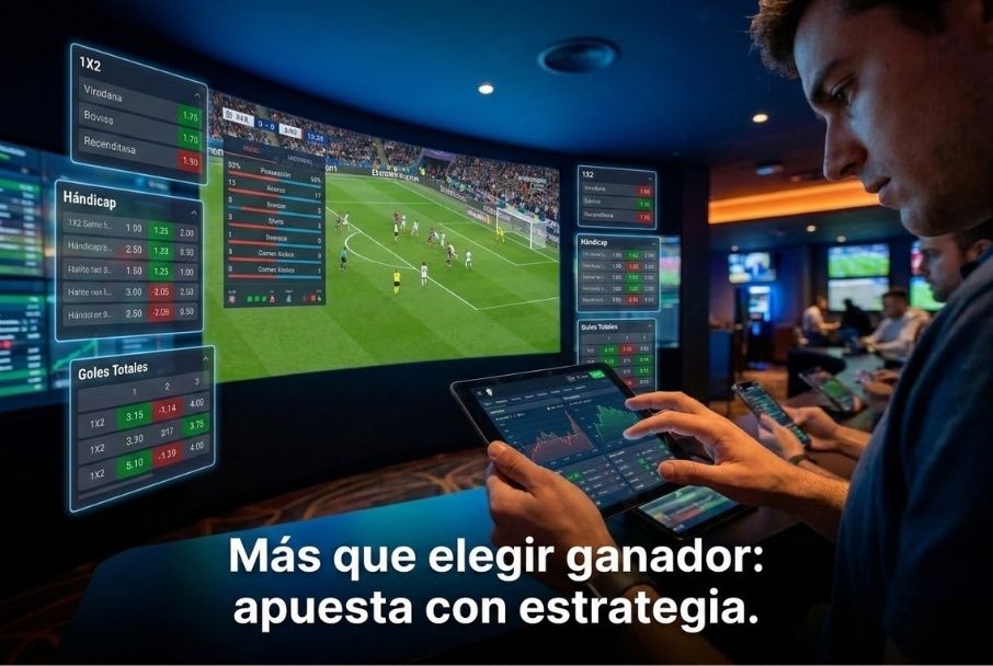 Pantalla con apuestas de fútbol y cuotas en vivo