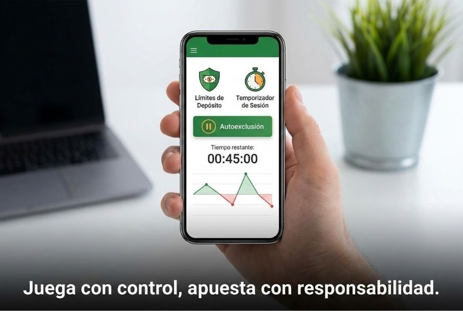 Usuario gestionando límites en app de apuestas
