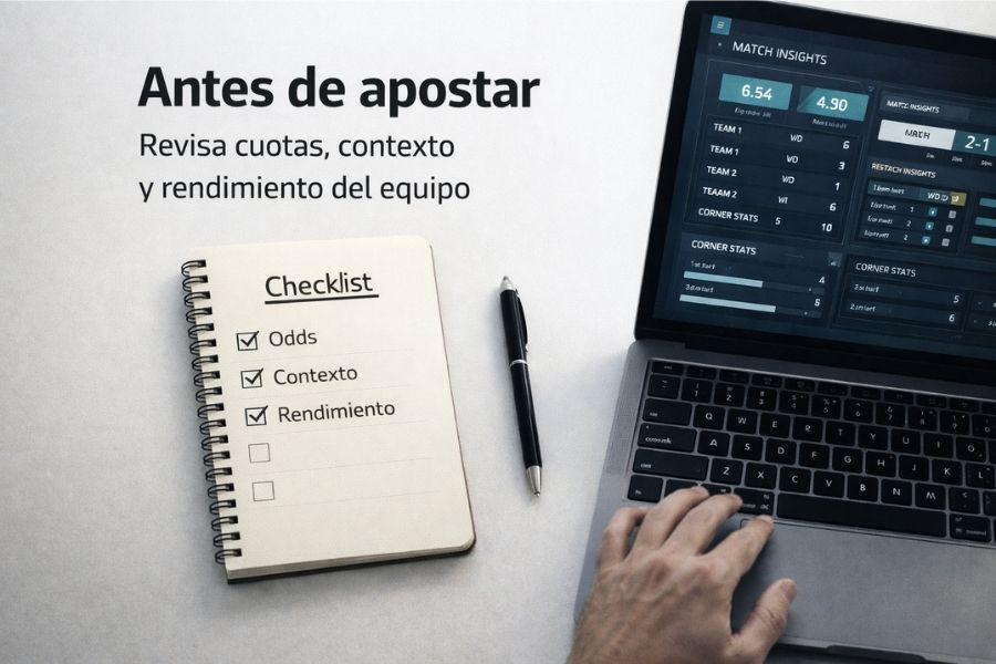 checklist apuestas deportivas análisis partido cuotas equipo
