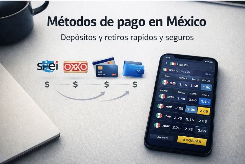métodos de pago en casas de apuestas México con SPEI OXXO tarjetas y retiros rápidos