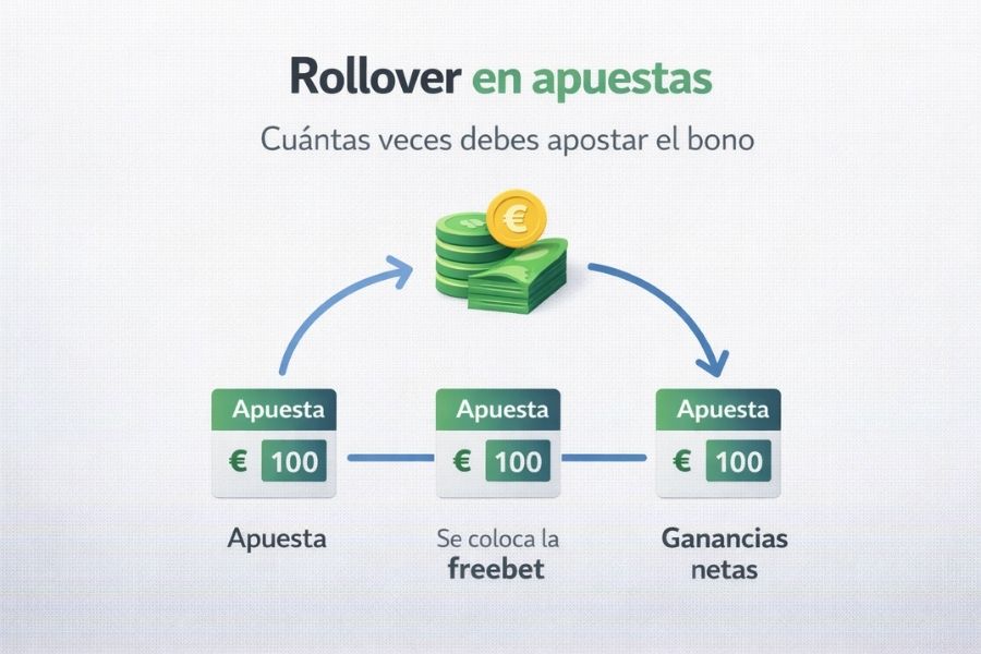rollover en apuestas deportivas explicado con cuota mínima y requisitos para liberar el bono